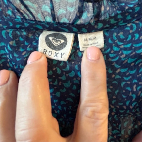 Roxy Indigo Ditsy Gypsy Garden Peasant Top Size Medium - Picture 8 of 11